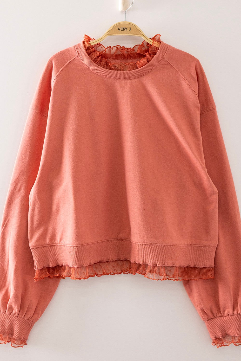 Lace Ruffle Layered Sweatshirt