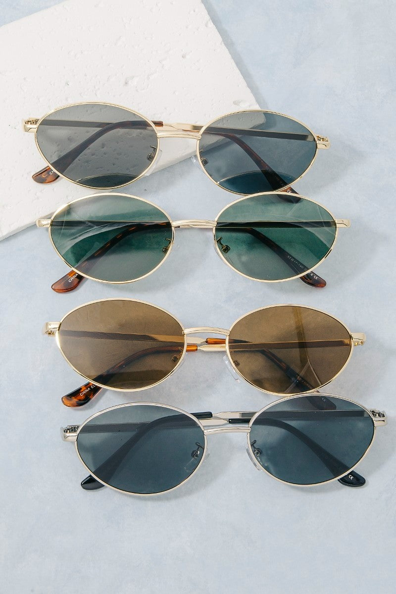 Slim Oval Cat Eye Sunglasses Assorted