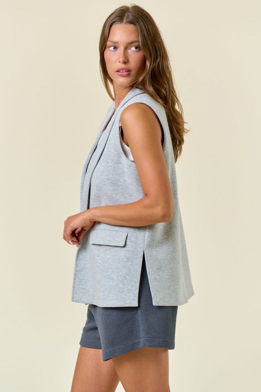 Stretch Knit Open Front Long