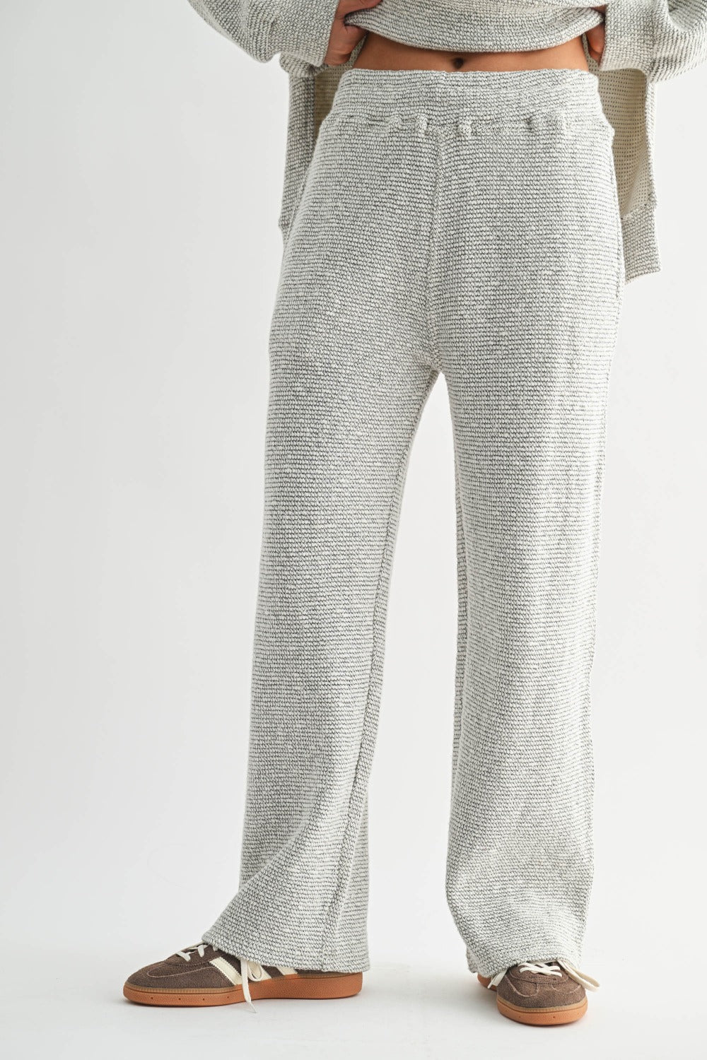 Marina Textured Cotton Blend Wide Leg Pants