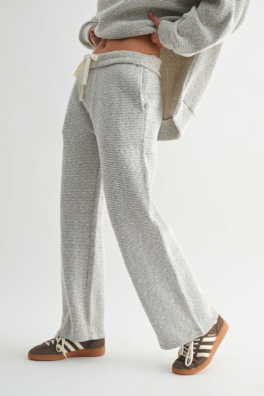Marina Textured Cotton Blend Wide Leg Pants
