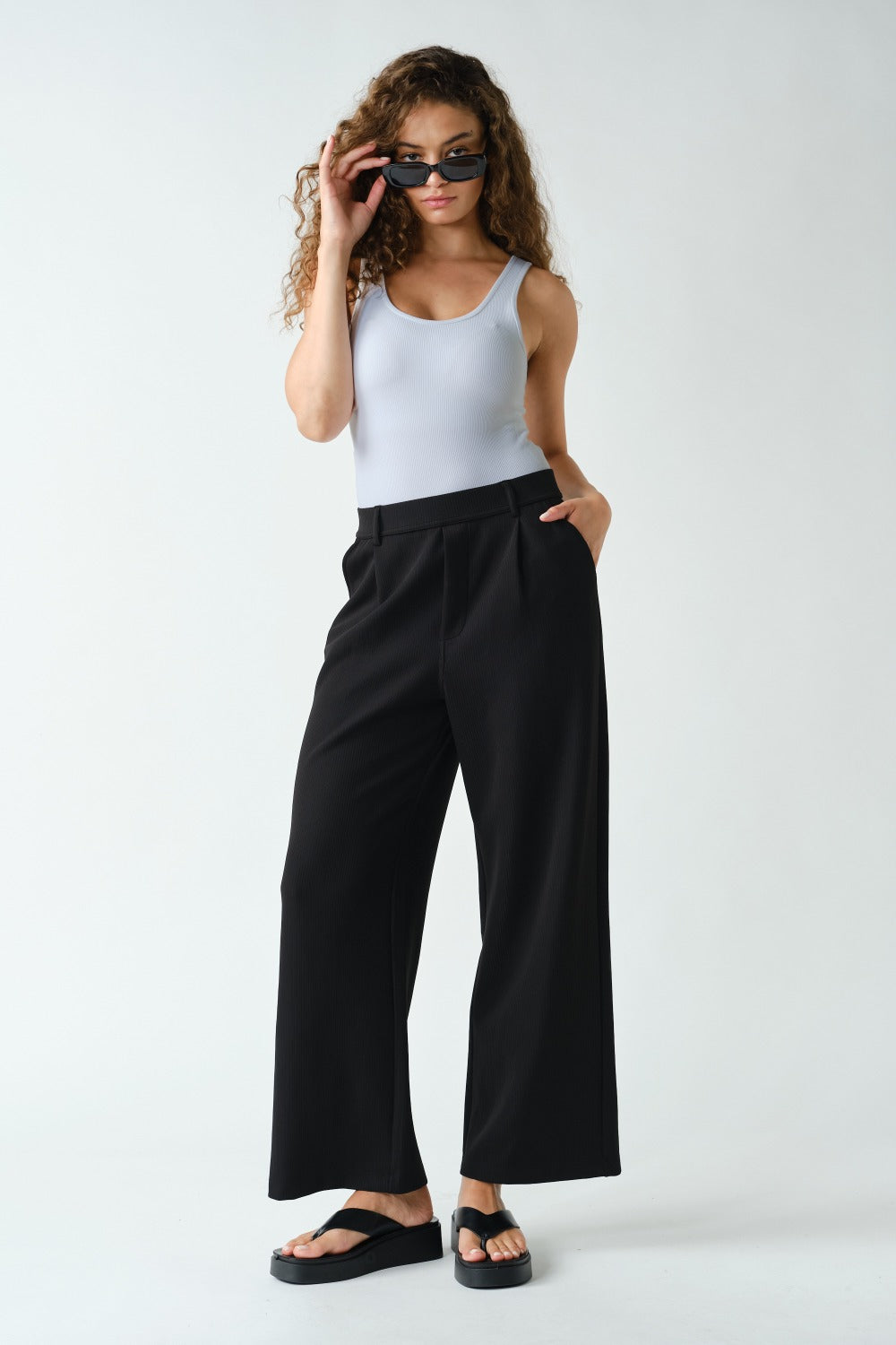 Ribbed Wide Leg Trousers