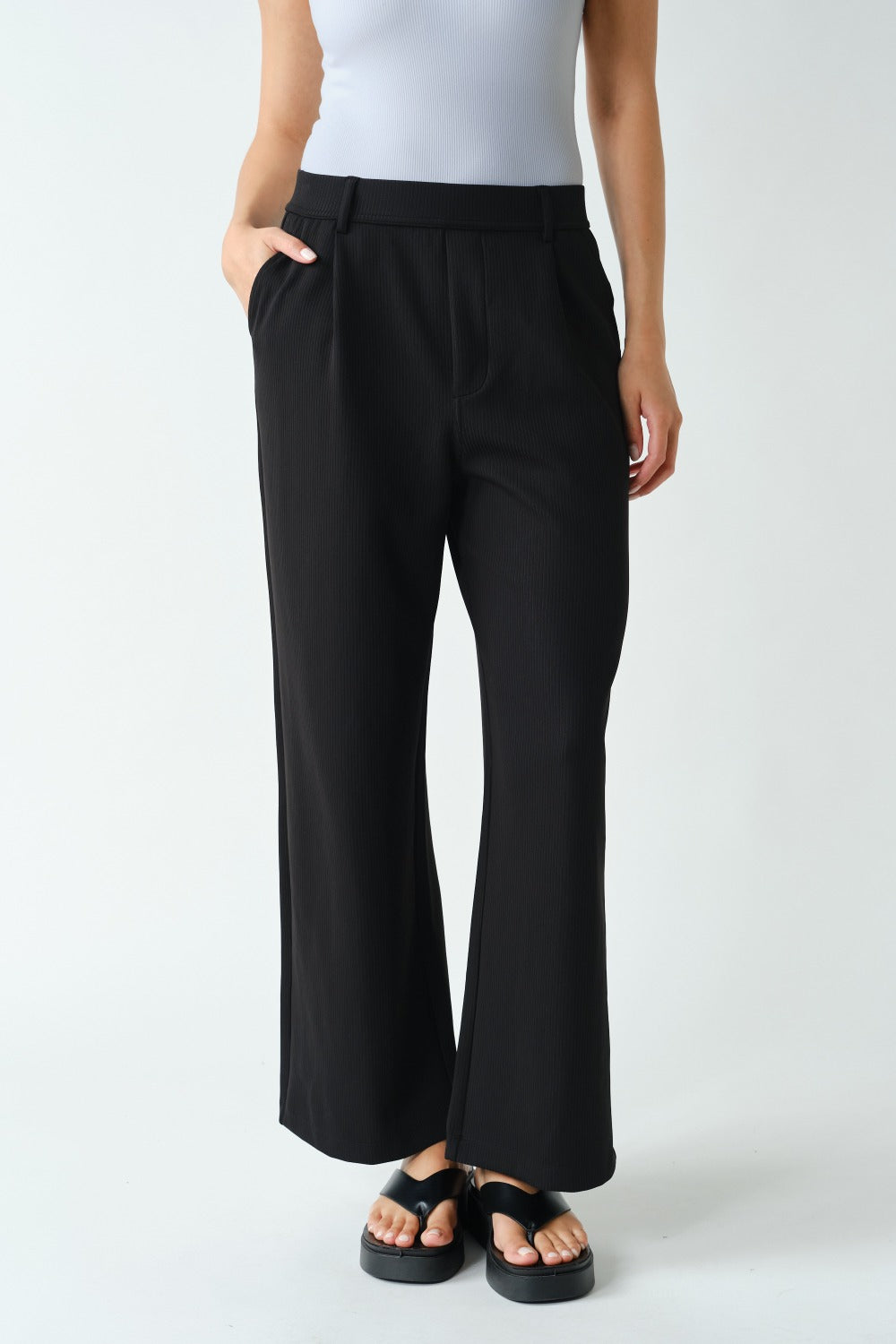 Ribbed Wide Leg Trousers