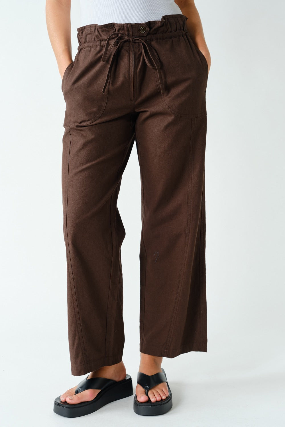 High Rise Paperbag Wide Leg Pants
