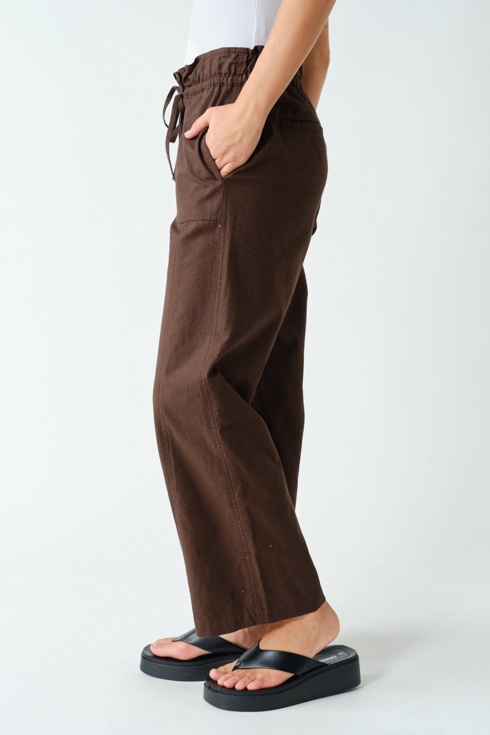 High Rise Paperbag Wide Leg Pants