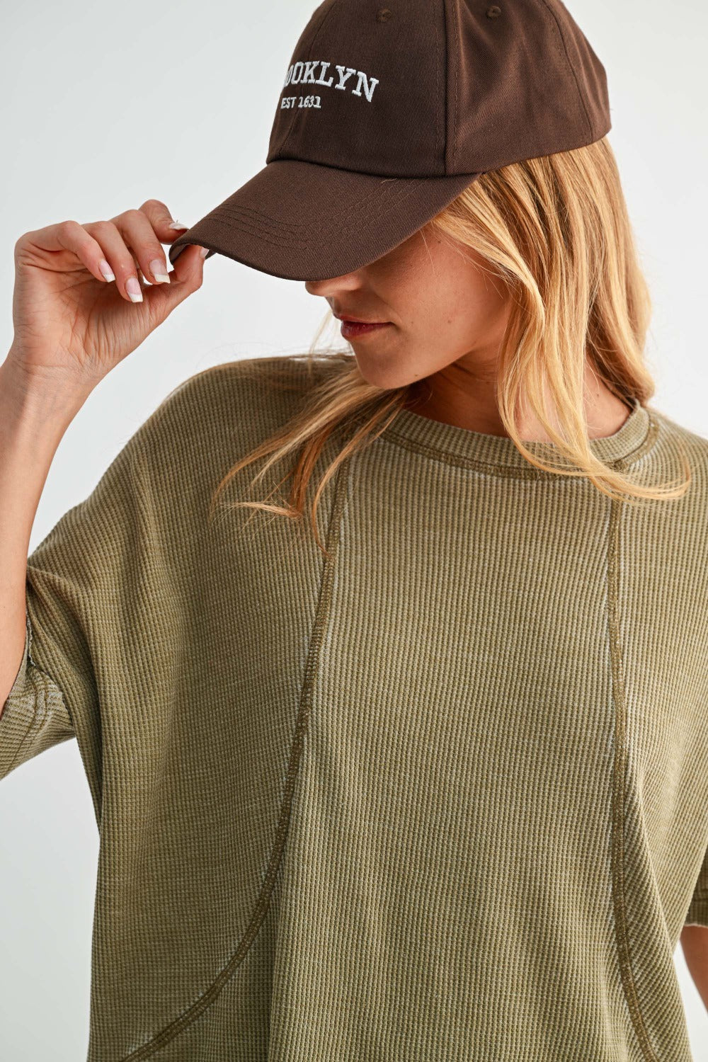 Cotton Blend Mineral Wash Waffle Tee