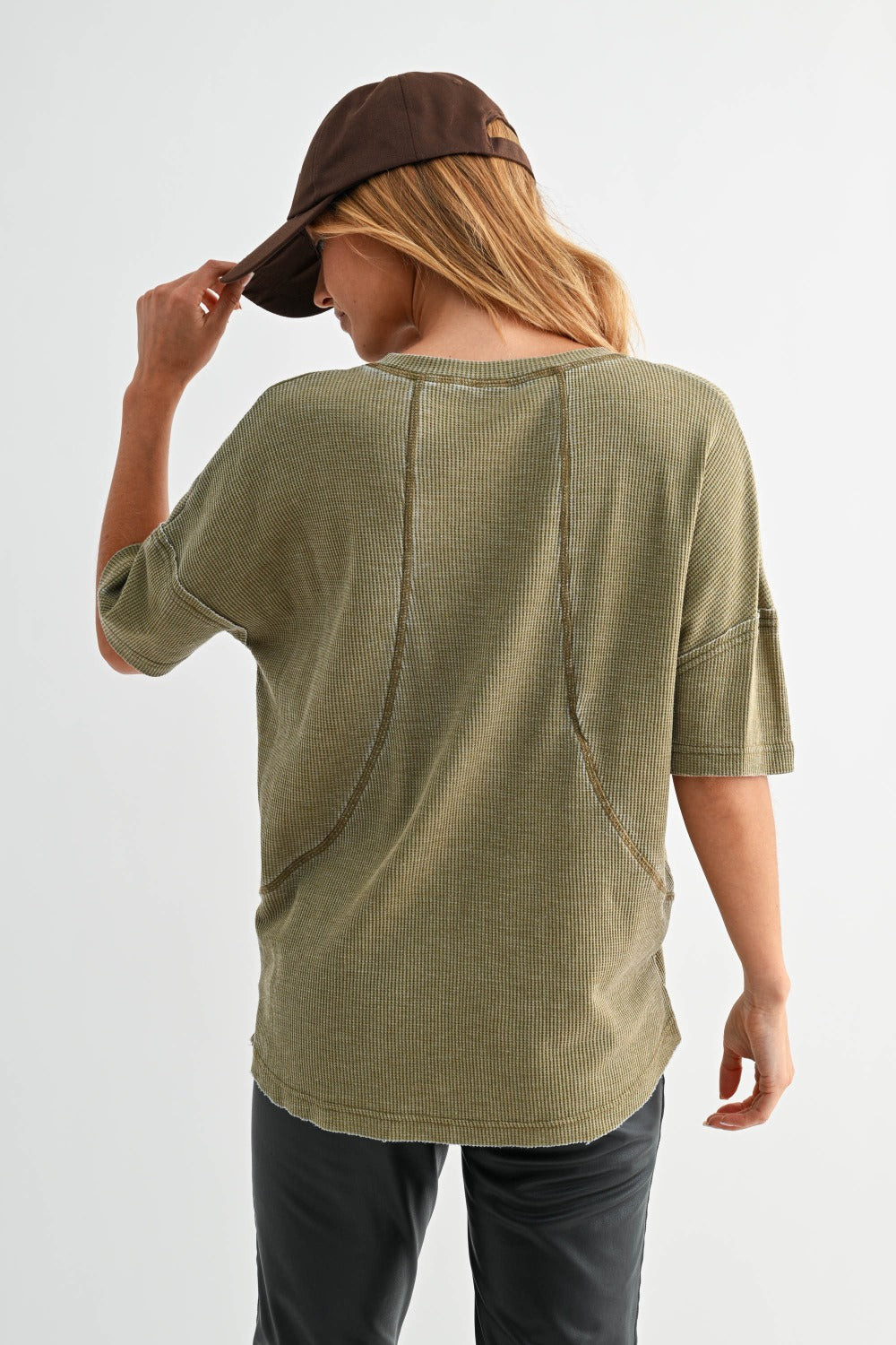 Cotton Blend Mineral Wash Waffle Tee