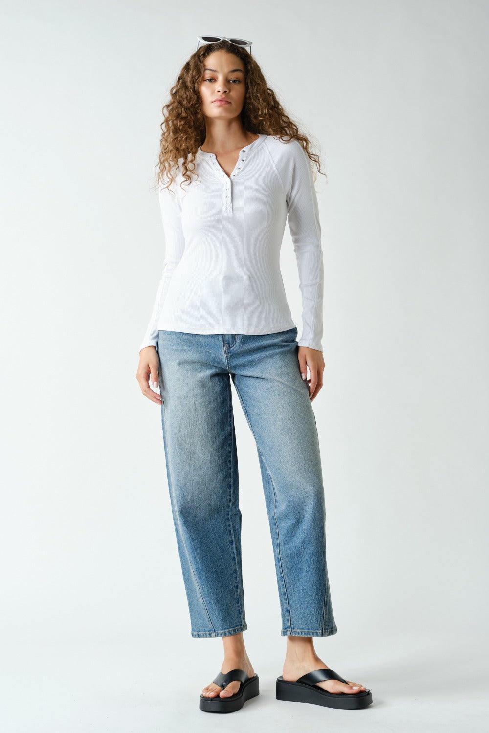 Micro Rib Snap Front Top