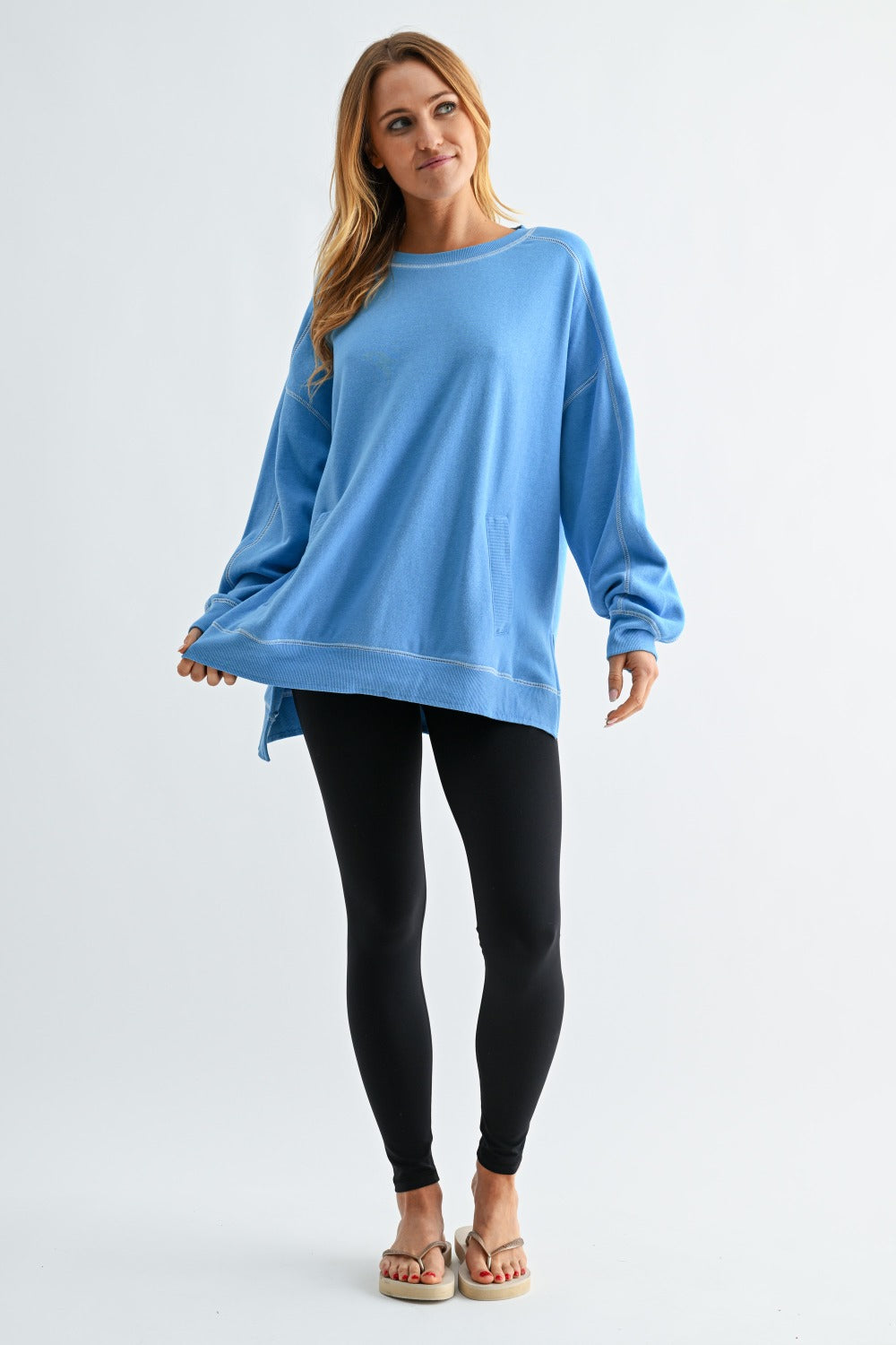 Mono B Contrast Stitch Fleece Sweatshirt DOORBUSTER
