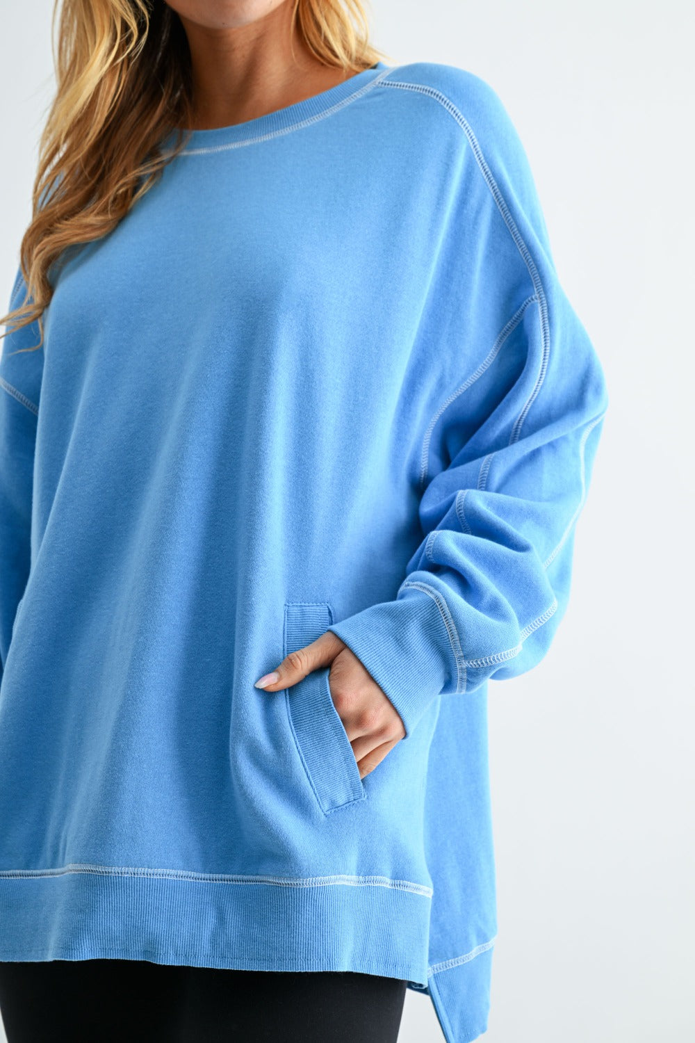 Mono B Contrast Stitch Fleece Sweatshirt DOORBUSTER
