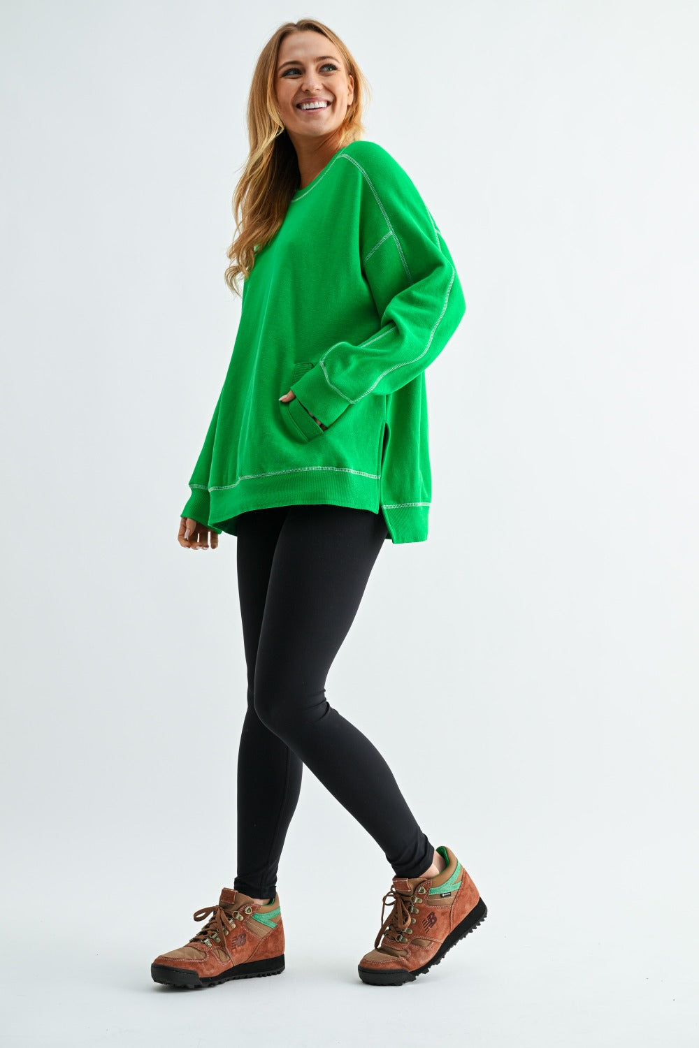 Mono B Contrast Stitch Fleece Sweatshirt DOORBUSTER