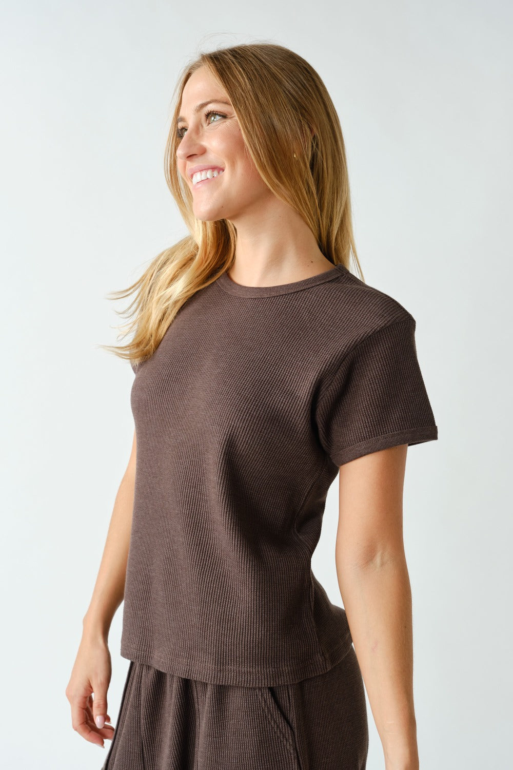 Essential Waffle Knit Short Sleeve Tee
