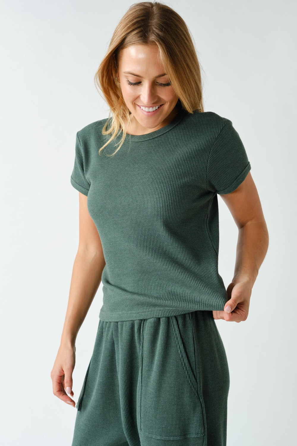 Essential Waffle Knit Short Sleeve Tee