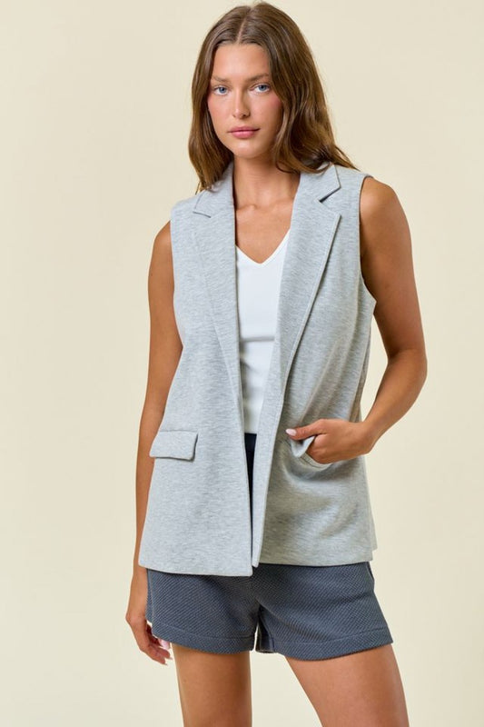 Stretch Knit Open Front Long