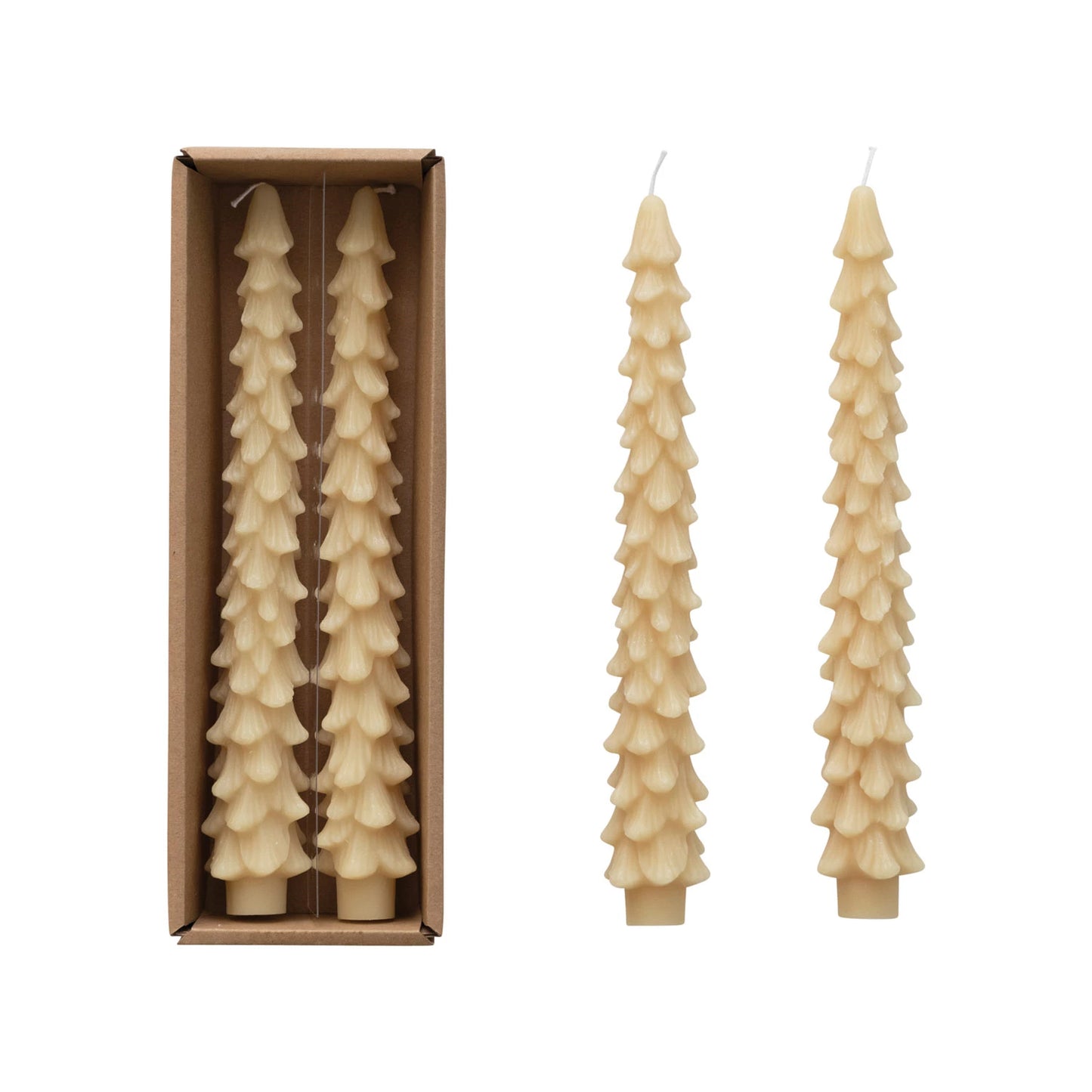 Unscented Tree Shaped Taper Candles, Set of 2