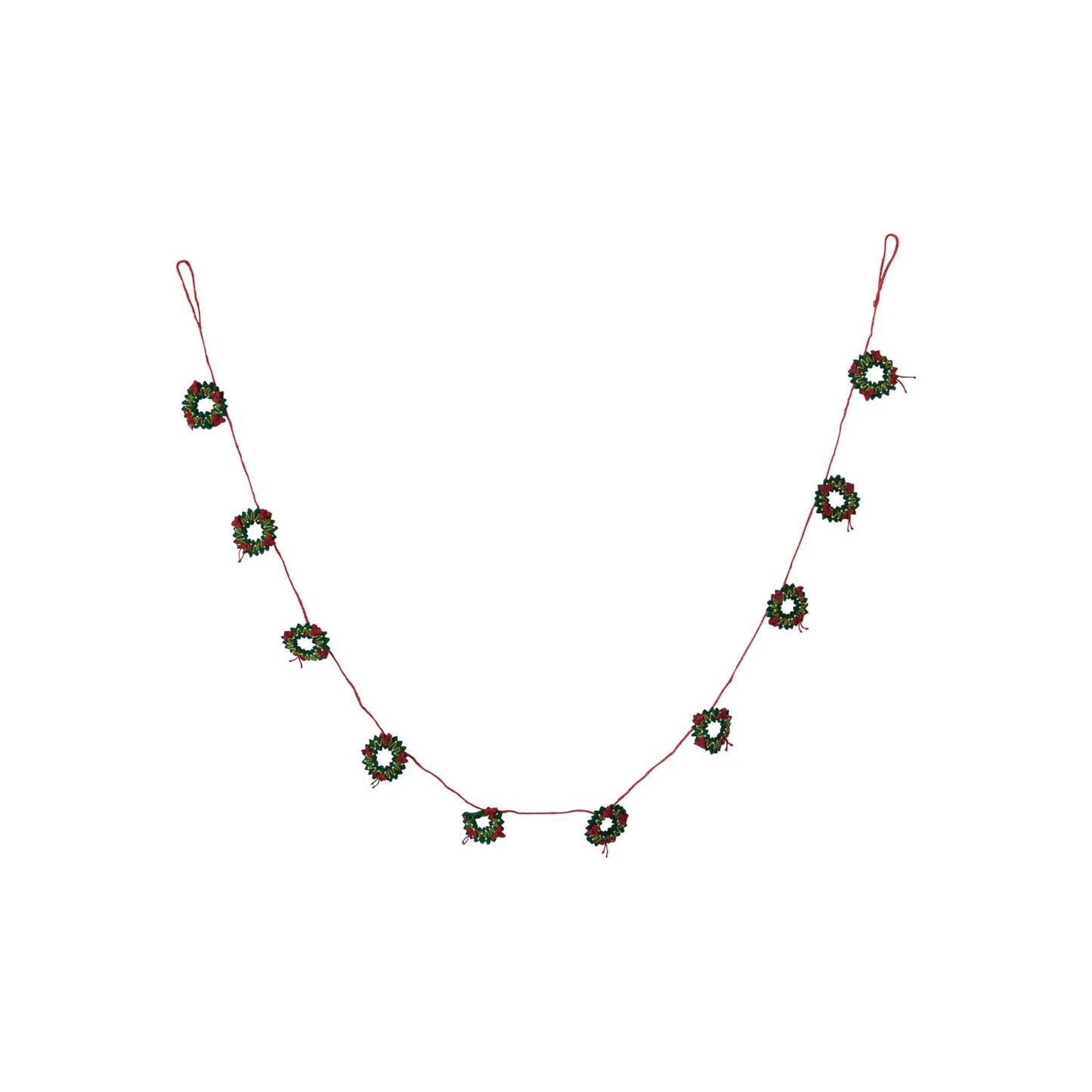 Handmade Wool Felt Holiday Wreaths Garland, Multi Color