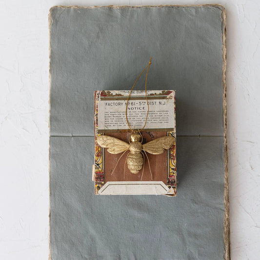2-3/4"H Resin Bee Ornament with Wire Legs, Gold Finish