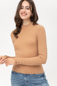 Fitted Ribbed Knit Sweater.