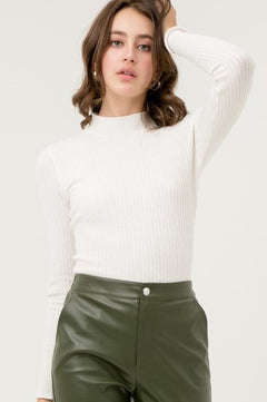 Fitted Ribbed Knit Sweater.