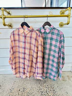 Emory Plaid Button Up Shirt- 2 Colors!.