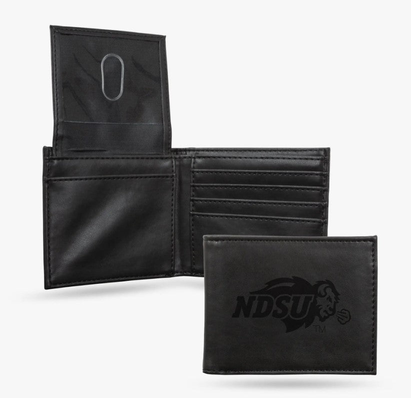 North Dakota State Bison Laser Engraved Billfold Wallet.